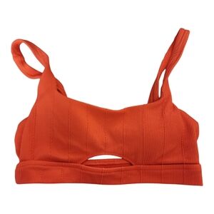Aerie Dark Neon Orange Cut Out Bikini Top, Size XL,.NWT